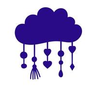 Silueta de nube bohemia con colgantes, icono bohemio, sombra, plantilla adornada celestial Pegatinas de tallado fino 42x45.4cm No se cae Azul oscuro