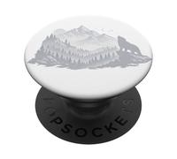 Silueta de Paisaje de Lobo PopSockets PopGrip Adhesivo