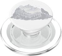 Silueta de Paisaje de Lobo PopSockets PopGrip para MagSafe