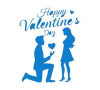 Silueta de pareja con propuesta romántica de San Valentín Calcomanías de pared de vinilo 65.6x81.1cm No daña la superficie de la pared Azul