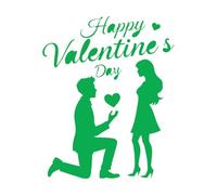 Silueta de pareja con propuesta romántica de San Valentín Calcomanías de pared de vinilo 65.6x81.1cm Embellecimiento de paredes Verde