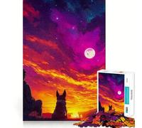 Silueta de Perro al Atardecer, Rompecabezas de 1000 Piezas para Adultos, Regalo, Juguete de Habilidad, Alivio del estrés, Corte Exacto, Lista de Deseos de Papá Noel 50x75cm