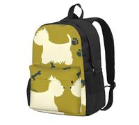 Silueta de perro, animal de las Tierras Altas Occidentales, Oeste,Mochila con bolsillos, mochila informal para el día a día, resistente al agua, ideal para la escuela, viajes