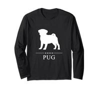Silueta De Perro Pug Blanco Manga Larga