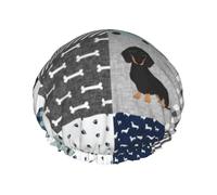 Silueta de perro salchicha en color negro y fuego,Gorro de ducha, gorro de noche, gorro de baño elástico impermeable de doble capa, reutilizable para el cabello.