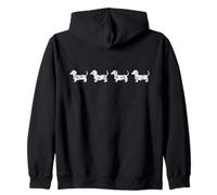 Silueta de perro salchicha floral azul Sudadera con Capucha