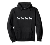 Silueta de perro salchicha floral azul Sudadera con Capucha