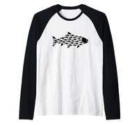 Silueta De Pescado Trucha Lindo Pez Divertido Pescado Camiseta Manga Raglan