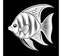 silueta de pez ángel Pegatinas de grabado 67.2x67.7cm Personalización personalizada Blanco