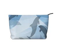 Silueta de pez delfín,Neceser de Pana, Neceser de Maquillaje portátil, Neceser de Viaje