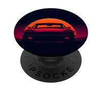 Silueta de Puesta de Sol de Coche Retro, diseño Vintage PopSockets PopGrip Adhesivo