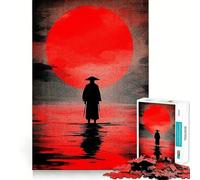 Silueta de samurái bajo el Sol Rojo, Rompecabezas difícil para Adultos, 1000 Piezas, Juego de Habilidad, Tiempo en Familia, Arte de Corte preciso, Coleccionable (50x75cm)