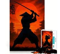 Silueta de samurái con Katana y Puesta de Sol Rompecabezas difícil para Adultos de 1000 Piezas Mejora la Memoria Corte Suave y silencioso Regalo clásico (50x75cm)