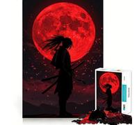 Silueta de samurái con Luna roja, Rompecabezas de 1000 Piezas para Adolescentes, Juguete de lógica Clara, fácil de Usar, Ocio, Regalo de cumpleaños 38x52cm