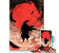 Silueta de samurái con Luna roja, Rompecabezas de 1000 Piezas para Adultos, Regalo, Juguete de Habilidad, Alivio del estrés, Corte Exacto, Lista de Deseos de Papá Noel 38x52cm