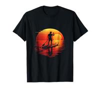 Silueta de tabla de remo retro al atardecer Camiseta