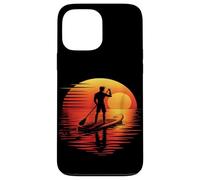 Silueta de tabla de remo retro al atardecer Carcasa para iPhone 13 Pro Max