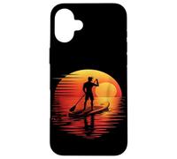 Silueta de tabla de remo retro al atardecer Carcasa para iPhone 16 Plus