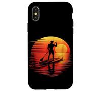 Silueta de tabla de remo retro al atardecer Carcasa para iPhone X/XS