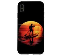 Silueta de tabla de remo retro al atardecer Carcasa para iPhone XS Max