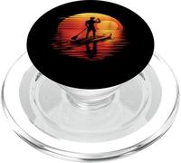 Silueta de tabla de remo retro al atardecer PopSockets PopGrip para MagSafe