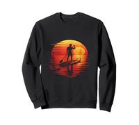 Silueta de tabla de remo retro al atardecer Sudadera