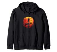 Silueta de tabla de remo retro al atardecer Sudadera con Capucha