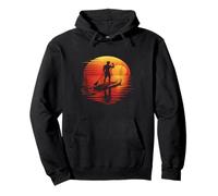 Silueta de tabla de remo retro al atardecer Sudadera con Capucha