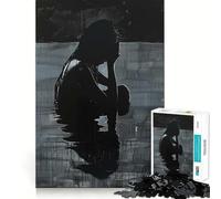 Silueta de Tristeza Rompecabezas de 1000 Piezas para Adolescentes Recuerdo Mejora Relajación Mente Obra de Arte de Corte nítido 50x75cm