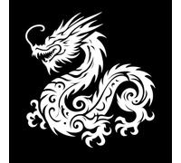 Silueta de un dragón con un signo del zodíaco chino Pegatinas de pared 42x43.9cm Impermeable Blanco