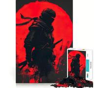 Silueta de un Ninja con Luna roja, Rompecabezas de 1000 Piezas para Adolescentes, Juguete antiestrés, Corte preciso, Lista de Deseos de Papá Noel 38x52cm