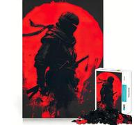 Silueta de un Ninja con Luna roja, Rompecabezas de 1000 Piezas para Adolescentes, Juguete de lógica Clara, fácil de Usar, Ocio, Regalo de cumpleaños 50x75cm