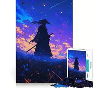 Silueta de un samurái bajo un Cielo Estrellado Rompecabezas de 1000 Piezas para Adultos Juguete de lógica Mental Antiestrés Corte Firme Regalo increíble 38x26cm