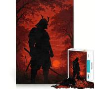 Silueta de un samurái en el Bosque Rojo, Rompecabezas de 1000 Piezas para Adultos, Regalo de lógica Fina, Juguete de Ocio Suave, Bordes limpios, Bonito Regalo 38x52cm