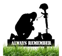 silueta de un soldado,Decoración de metal para jardín con silueta de soldado arrodillado | Silueta de arrodillado resistente a la intemperie, hierro forjado, no se oxida, regalos del Día de la