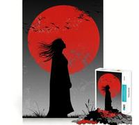 Silueta de una Mujer bajo la Luna roja, Rompecabezas de 1000 Piezas para Adultos, Regalos, Juguete de Habilidad, Alivio del estrés, Corte Exacto, Lista de Deseos de Papá Noel 50x75cm