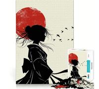 Silueta de una Mujer en Kimono, Rompecabezas de 1000 Piezas para Adolescentes, Juguete para estimular la lógica, Juego Relajante, Arte de Borde Premium, Coleccionable 50x75cm