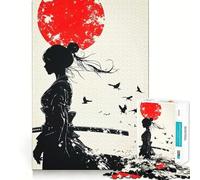 Silueta de una Mujer samurái, Rompecabezas para Adolescentes, 1000 Piezas, Juego de lógica, diversión en Interiores, Pieza de colección de Arte de Bordes precisos 38x26cm