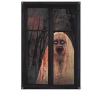 Silueta de ventana de halloween Zunishaone,Silueta de ventana de halloween espeluznante,Manta de monja espeluznante de Halloween - Fondo Foto, Fondo de fiesta extraño