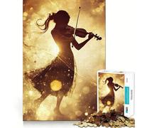 Silueta de Violinista en luz Dorada, Rompecabezas de 1000 Piezas para Adultos, Juguete de lógica Mental, antiestrés, Corte Firme, Regalo increíble 50x75cm