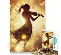Silueta de Violinista en luz Dorada, Rompecabezas de 1000 Piezas para Adultos, Recuerdo, Mejora, Alivio del estrés, Corte preciso, Papá Noel, selección de Deseos 38x26cm