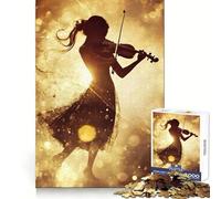 Silueta de Violinista en luz Dorada Rompecabezas para Adultos de 1000 Piezas Fortalece la Memoria Alivia el estrés Bordes Lisos Regalo conmovedor 38x52cm
