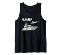Silueta de yate caribeño y avión Privado de St. Barths Camiseta sin Mangas