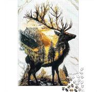 Silueta del Ciervo del Bosque Paquete De 1000 Piezas Papel Ecológico Entrenamiento Cerebral Fácil De Limpiar Portátil Rompecabezas Atractivo 70x50cm/1000pcs