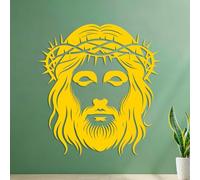 Silueta del rostro celestial de Jesucristo Calcomanías de pared de PVC Varios tamaños 42x44.9cm Amarillo
