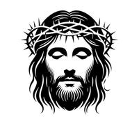 silueta del rostro celestial de Jesucristo Pegatinas de pared de vinilo 67.2x71.8cm Cultura del tatuaje Negro