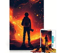 Silueta en Fuego Cósmico, Rompecabezas de 1000 Piezas para Adolescentes, Juguete cognitivo, Juego Lento, Disfruta, Borde Premium, Selección de Deseos de Papá Noel 50x75cm