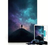 Silueta en la Cima bajo un Cielo nebuloso, Rompecabezas de 1000 Piezas para Adolescentes, Juguete para estimular la lógica, Juego Relajante, Arte de Borde Premium, Coleccionable 38x26cm