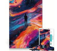 Silueta en Paisaje Abstracto Rompecabezas para Adolescentes 1000 Piezas Juguete de lógica Mental Alivio del estrés Corte Firme Regalo de Deseos de Papá Noel 38x52cm