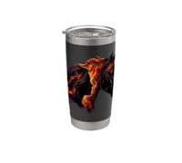 Silueta Mujer Caballo Fuego Arte Místico Doble Exposición Vaso térmico de acero inoxidable de doble pared